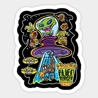 Alien Burger Cow Abduction Sticker